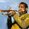 Trumpeter Blue Mitchell - Oil On Canvas Paintings - By Udi Peled, Impressionism Painting Artist