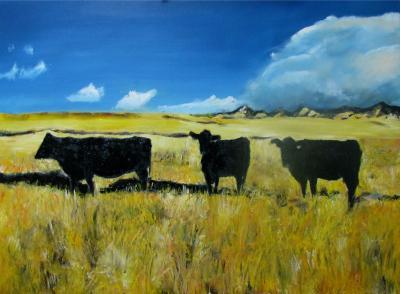 Landscape - Cows - Oil On Canvas