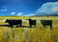 Landscape - Cows - Oil On Canvas