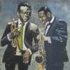 Miles Davis And Wayne Shorter - Oil On Canvas Paintings - By Udi Peled, Impressionism Painting Artist