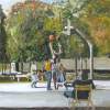 Basket Ball In The Park - Oil On Canvas Paintings - By Udi Peled, Impressionism Painting Artist