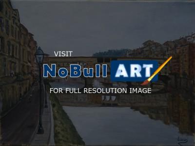 Landscape - Ponte Vecchio Florence Italy - Oil On Canvas