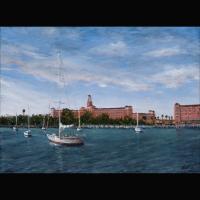 Seascape - Vinoy Hotel Overlooking St Petersburg Harbor - Oil On Canvas