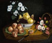 Old Master With Fruit And Flowers - Oil On Canvas Paintings - By Gary Sisco, Old Master Painting Artist