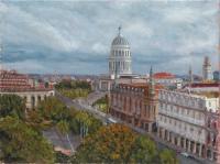 Landscape - El Capitolio Havana Cuba - Oil On Linen