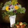 Old Master With Flowers And Peaches - Oil On Linen Paintings - By Gary Sisco, Old Master Painting Artist