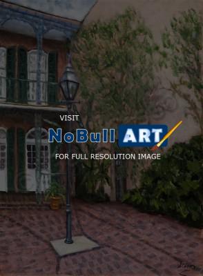 Landscape - French Quarter Courtyard New Orleans - Oil On Linen