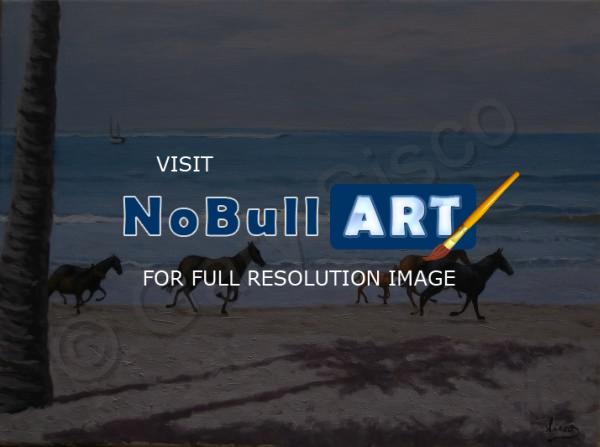 Seascape - Horses On The Beach - Oil On Linen