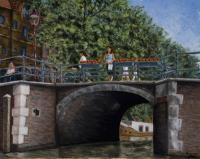 Amsterdam Bridge - Oil On Canvas Paintings - By Gary Sisco, Impressionist Painting Artist