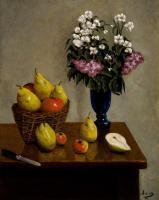 Apples Pears And Flowers - Oil On Linen Paintings - By Gary Sisco, Old Master Painting Artist