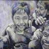 Children Happy - Acrylics Paintings - By K- Kyanara, Abstract Painting Artist
