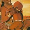 Himba Mom - Watercolor Paintings - By Patrick Desenclos, Realistic Painting Artist