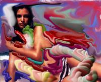 Maria Love On Beach - Digital Painting Paintings - By Dan Rohrmann, Surreal Painting Artist