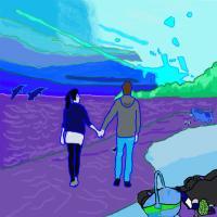 Love On The Beach - Digital Digital - By Rachel Stiles, Digital Digital Artist