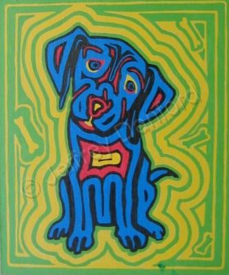 Dog Art - Blue Dog - Oil