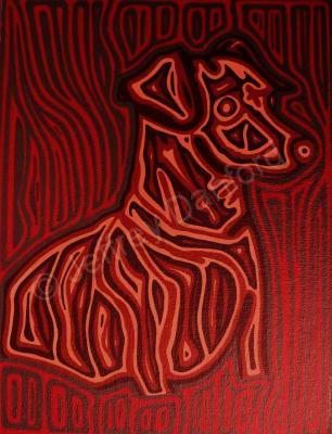 Dog Art - Brown Dog With Red Hues - Oil