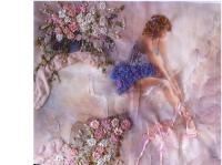 Ballerina - Silk Ribbon Mixed Media - By Dana Arenson, Embroidery Mixed Media Artist