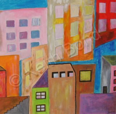 Paintings - City Windows - Acrylic