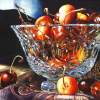 Waterford And Cherries - Watercolor Paintings - By Soon  Y Warren, Realism Painting Artist