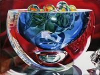 Bowl Of Marbles - Watercolor Paintings - By Soon  Y Warren, Realism Painting Artist