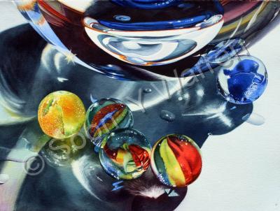 Original Watercolor Painting - Marbles - Watercolor