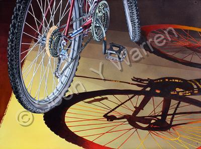 Original Watercolor Painting - Bicycle -  Shadow - Watercolor