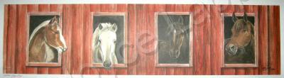 Yard Long - Horses In The Barn - Watercolor