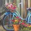 Vintage Blue Bicycle - Print Paintings - By Joyce Lapp, Realist Painting Artist