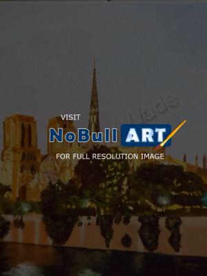 Realistic - Notre Dame At Dusk - Oil Paint