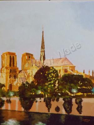 Realistic - Notre Dame At Dusk - Oil Paint