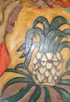 Reneehanson - Cuban Pineapple Garden - Mixed Media On Wood
