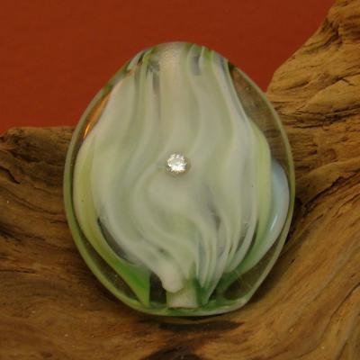 Lampwork Beads - Pleated Pastel Lampwork Bead With Czs - Glass