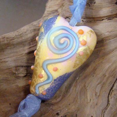 Lampwork Beads - Primitive Pastel Heart - Glass