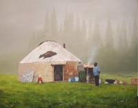 Pasture Fog - Oil On Canvas Paintings - By Baktybek Asanbekov, Realism Painting Artist