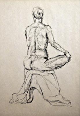 Figure Work - Seated Female Nude - Conte Crayon