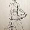Seated Female Nude - Conte Crayon Drawings - By Stephany Briceno, Realism Drawing Artist