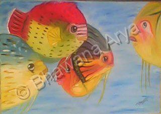 My Collection - Moody Fishes - Oil On Oil Sheet