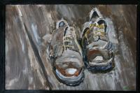 Walking Shoes - Acrylics Paintings - By Voye Daniel, Realism Painting Artist