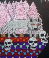 Death Wolf - Drawing Materials Pencil Marke Drawings - By Kevin Arango, Chaos Drawing Artist