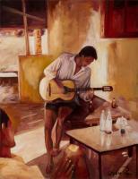 The Guitarist - Oil On Canvas Paintings - By Lydia Pepin, Realism Painting Artist