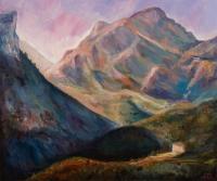 Oil Paintings - View Of The Mountains - Oil On Canvas