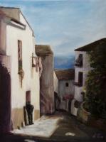 A Walk In The Streets Of Spain - Oil On Canvas Paintings - By Lydia Pepin, Realism Painting Artist