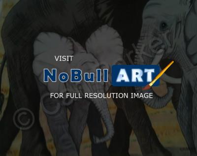 Wildlife - Elephant Family - Colored Pencil