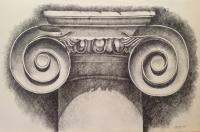 Drawings - Architectural Detail - Pencil Drawing On Watercolor P