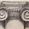 Architectural Detail - Pencil Drawing On Watercolor P Drawings - By Irina Laskin, Realism Drawing Artist
