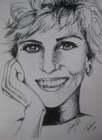 Lady Di - Ink Drawings - By Ida Kecklund, Realistic Drawing Artist