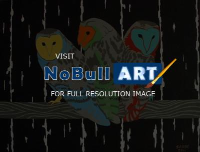 Birds - Barn Owls - Acrylic And Airbrush On Flat C