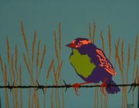Bird On A Wire - Acrylic Paintings - By John Saude, Bold Painting Artist