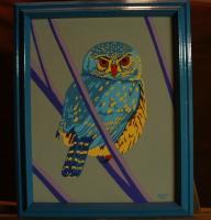 Blue Owl - Acrylic Paintings - By John Saude, Bold Painting Artist