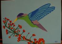 Hummingbird - Acrylic Paintings - By John Saude, Bold Painting Artist
